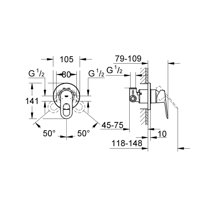 GROHE 29042000 - Miscelatore doccia BAULOOP cromo lucido