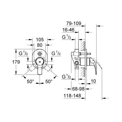 GROHE 29043000 - Miscelatore per vasca EUROCUBE, cromato lucido