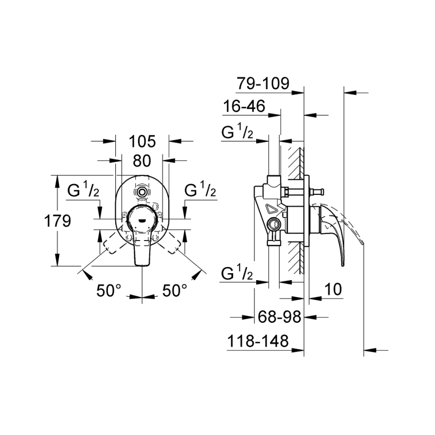 GROHE 29043000 - Miscelatore per vasca EUROCUBE, cromato lucido