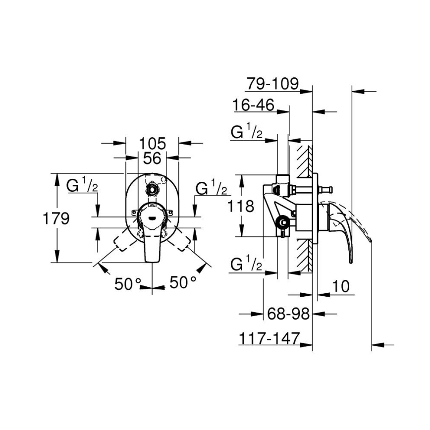 GROHE 29043000 - Miscelatore per vasca EUROCUBE cromo lucido