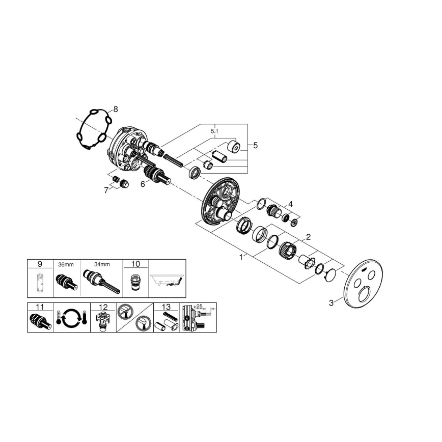 GROHE 29119000 - Thermostat GROHTHERM SMARTCONTROL Chrome poli