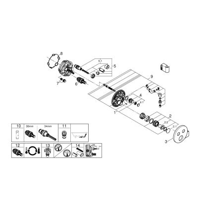 GROHE 29120000 - Mitigeur thermostatique de douche encastré GROHTHERM SMARTCONTROL + support, chromé