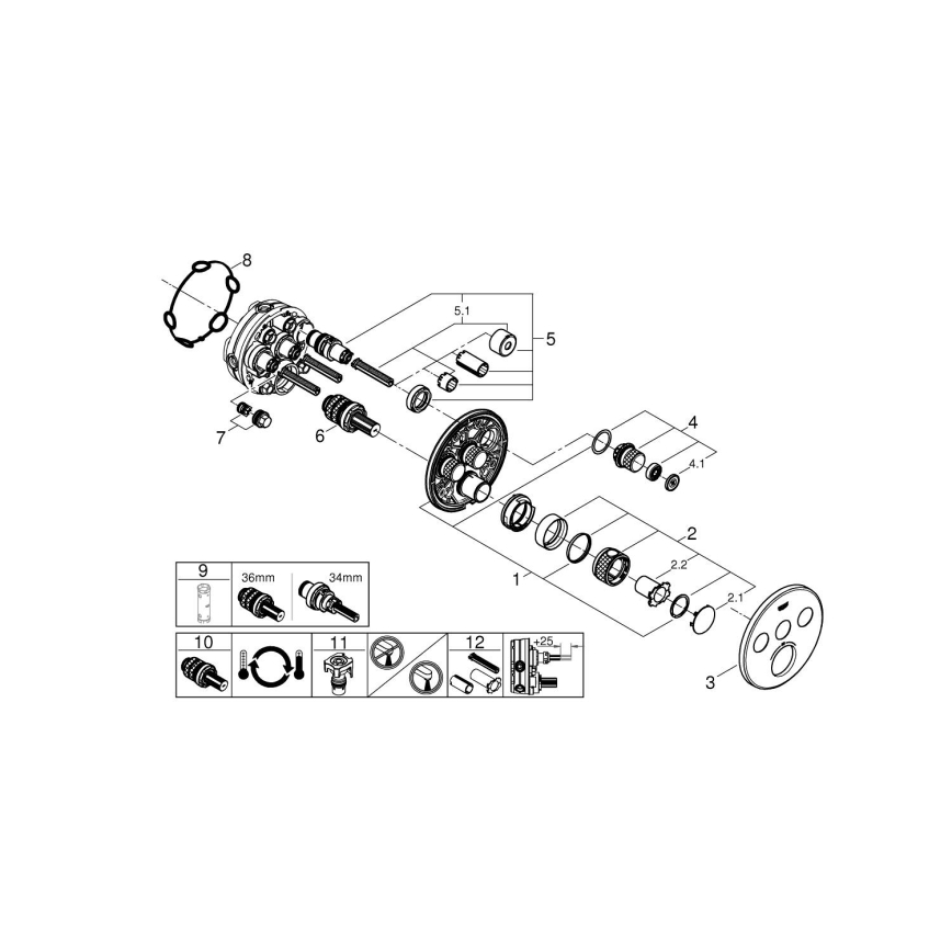 GROHE 29121A00 - Mitigeur thermostatique encastré pour douche GROHTHERM SMARTCONTROL graphite