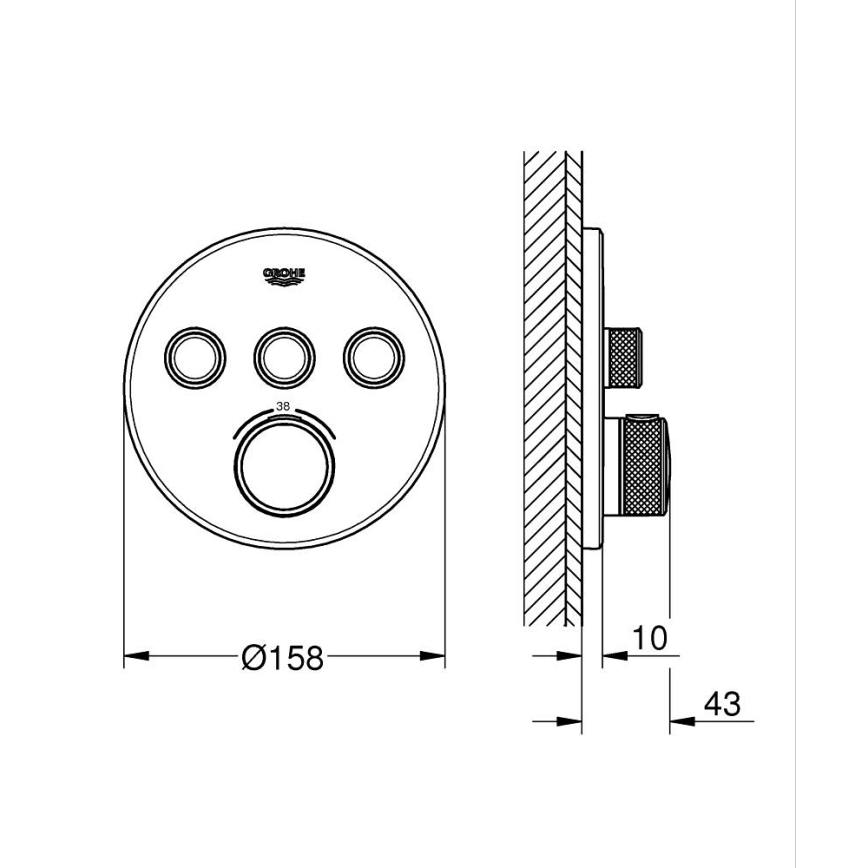 GROHE 29121AL0 - Mitigeur thermostatique de douche pour installation encastrée GROHTHERM SMARTCONTROL graphite
