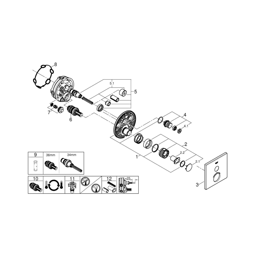 GROHE 29123000 - Mitigeur thermostatique de douche GROHTHERM SMARTCONTROL chromé