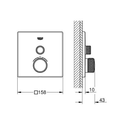 GROHE 29123000 - Mitigeur thermostatique de douche GROHTHERM SMARTCONTROL chromé