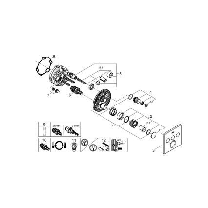 GROHE 29126AL0 - Thermostat GROHTHERM SMARTCONTROL 158 × 158 mm, finition graphite