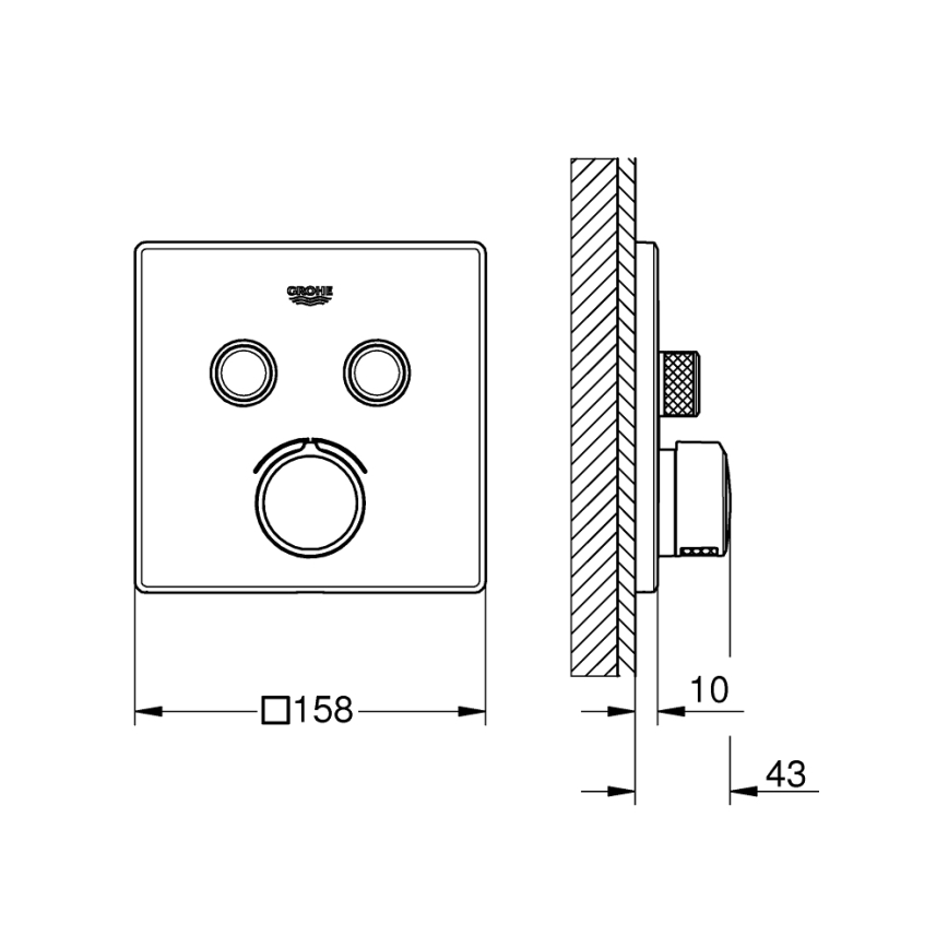 GROHE 29148000 - Cache pour mitigeur encastré SMARTCONTROL chromé brillant