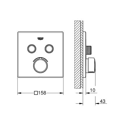 GROHE 29148000 - Coperchio per miscelatore da incasso SMARTCONTROL, cromo lucido