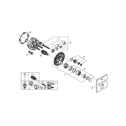 GROHE 29149000 - Piastra di copertura per miscelatore da incasso SMARTCONTROL 158 × 158 mm cromo