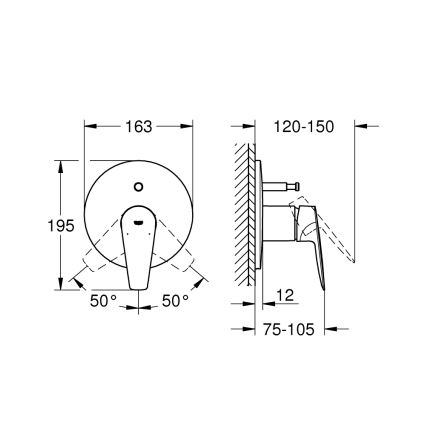 GROHE 29190001 - Mitigeur de baignoire BAUEDGE DN 15, chrome brillant