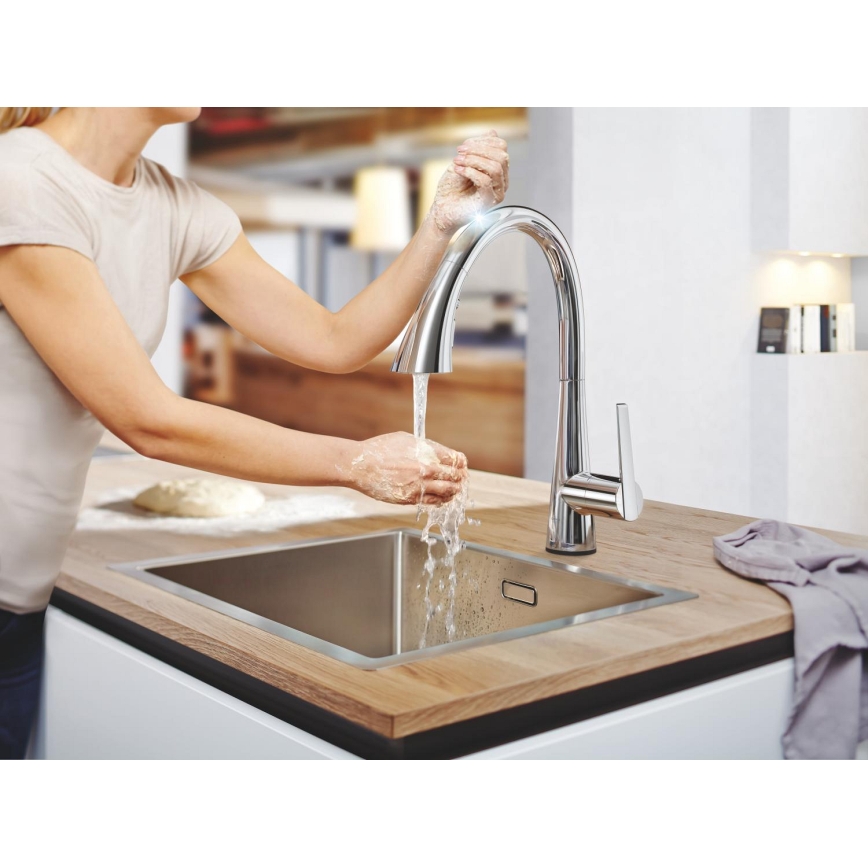 GROHE 30219002 - Elektronische Spültischarmatur ZEDRA TOUCH, Hochglanzchrom