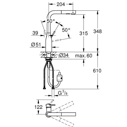 GROHE 30270DC0 - Mitigeur d'évier ESSENCE en acier inoxydable