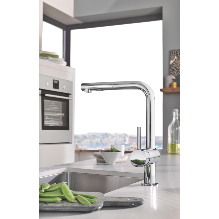 GROHE 30274000 - Mitigeur pour évier à bec en L, finition chrome brillant