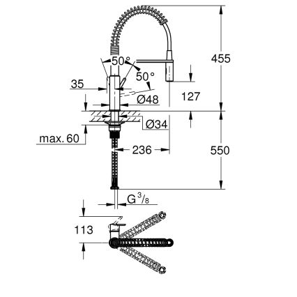 GROHE 30361000 - Küchenarmatur GET 455 mm, Chrom glänzend