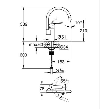 GROHE 304692430 - Miscelatore da cucina START 339 mm nero