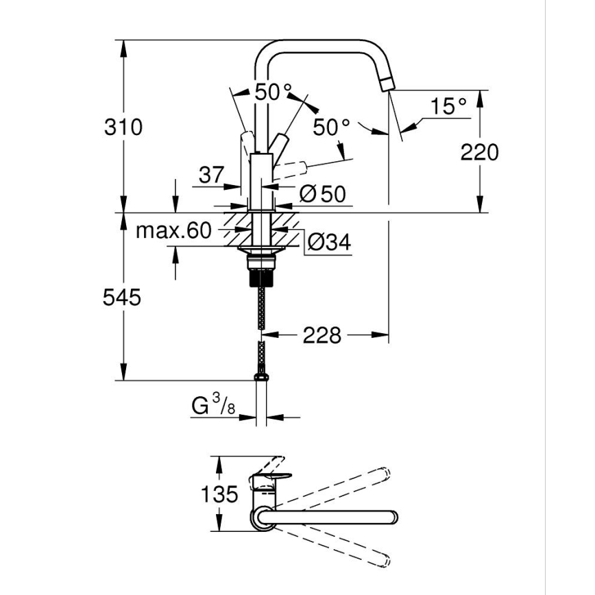 GROHE 30470DC0 - Mitigeur d'évier START 310 mm en inox