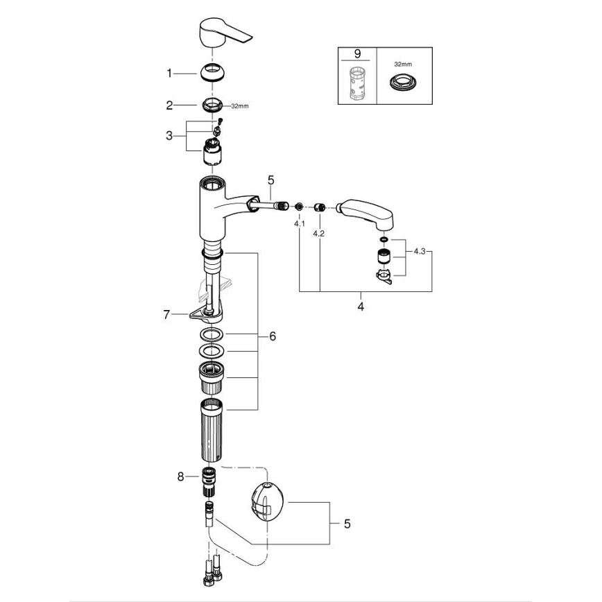GROHE 30531001 - Miscelatore per lavello START 227 mm cromo lucido
