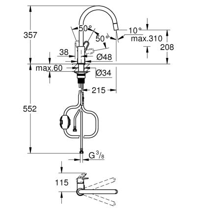 GROHE 30569000 - Miscelatore per lavello START FLOW 357 mm cromo lucido