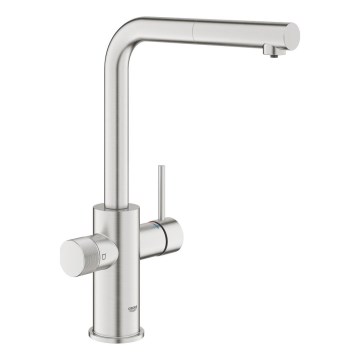 GROHE 30590DC0 - Miscelatore per lavello con doccetta estraibile BLUE PURE in acciaio inox