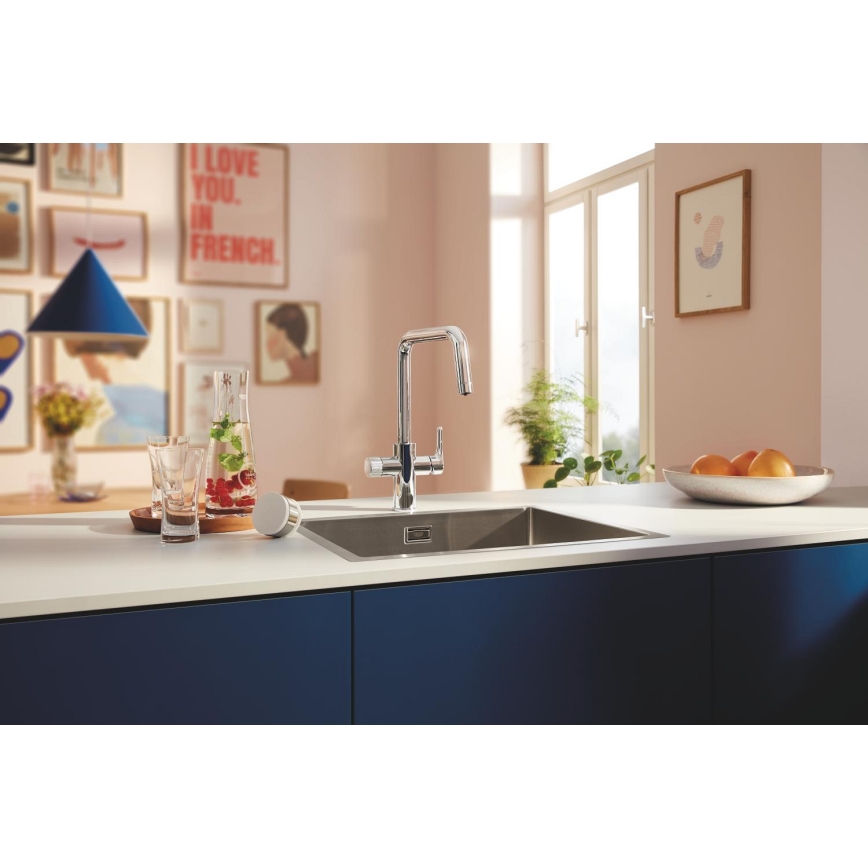 GROHE 30596000 - Mitigeur d'évier BLUE PURE avec fonction de filtration, chrome brillant
