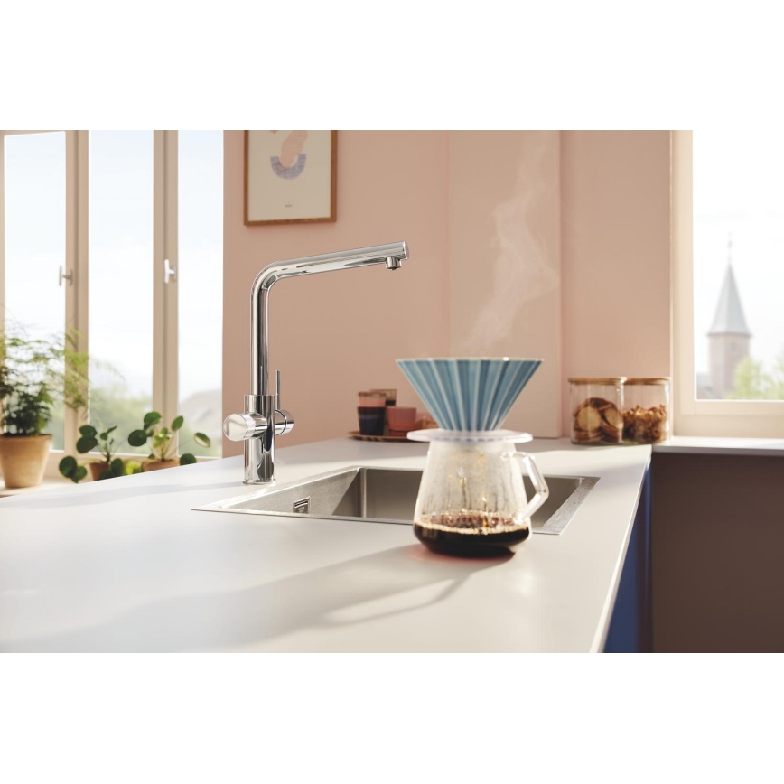 GROHE 30600000 - Miscelatore per lavello BLUE PURE, beccuccio a L, finitura cromata lucida