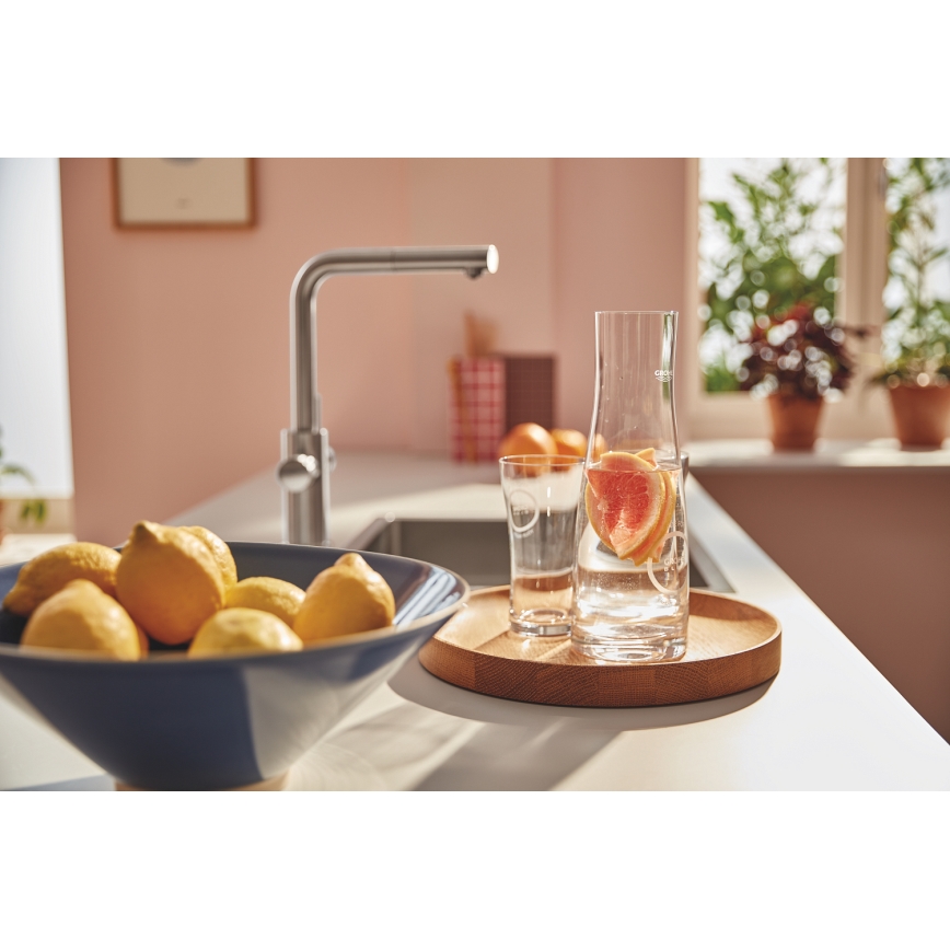 GROHE 30601DC0 - Mitigeur d'évier BLUE PURE avec douchette extractible en inox