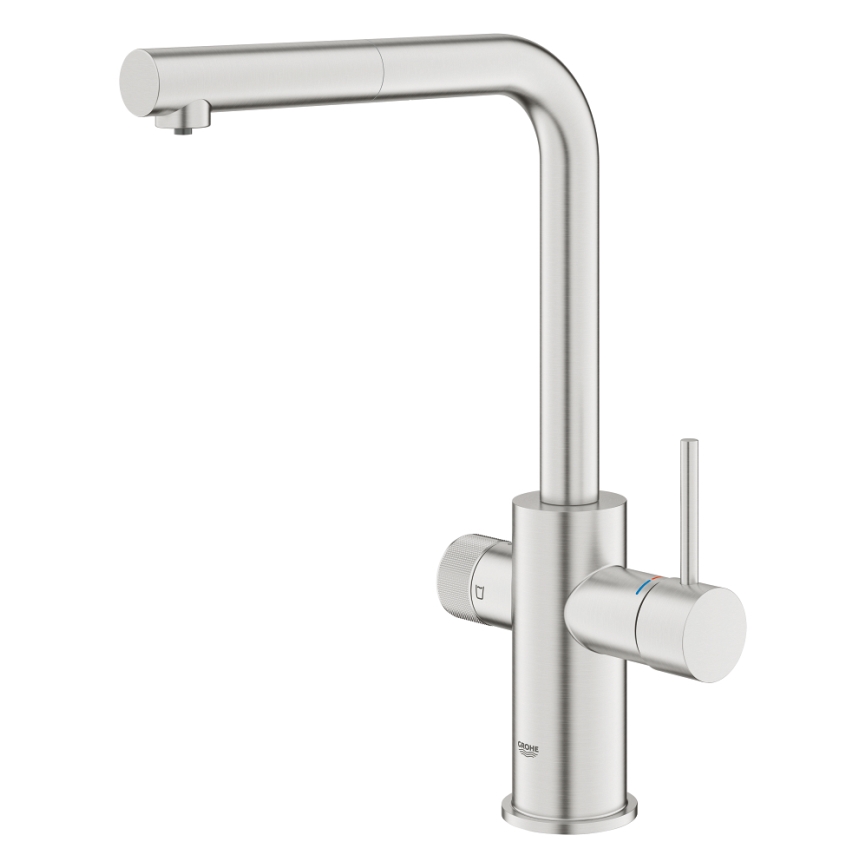 GROHE 30601DC0 - Spültischarmatur BLUE PURE mit ausziehbarem Brausekopf, Edelstahl