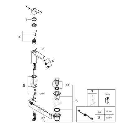 GROHE 311372432 - Miscelatore per lavabo QUICKFIX START 165 mm, nero
