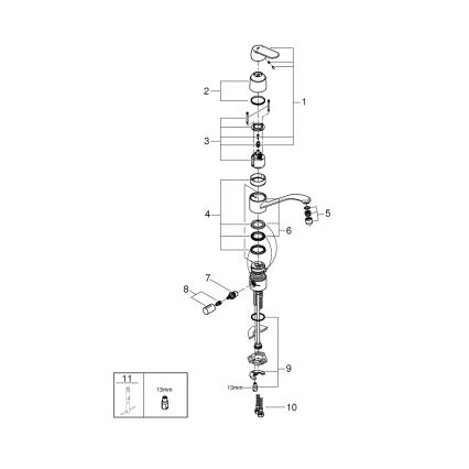 GROHE 31161000 - Miscelatore per lavello EUROSMART COSMOPOLITAN con rotazione 140°, cromo lucido