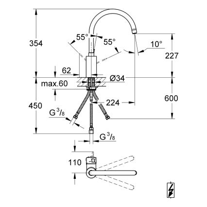 GROHE 31180000 - Küchenarmatur EUROSMART COSMOPOLITAN glänzender Chrom