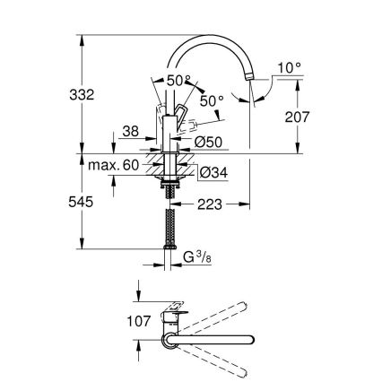 GROHE 31368001 - Miscelatore per lavello BAULOOP, cromo lucido