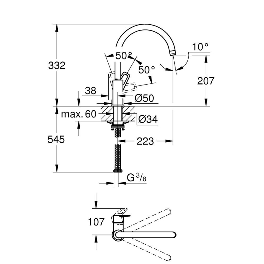 GROHE 31368001 - Miscelatore per lavello BAULOOP, cromo lucido