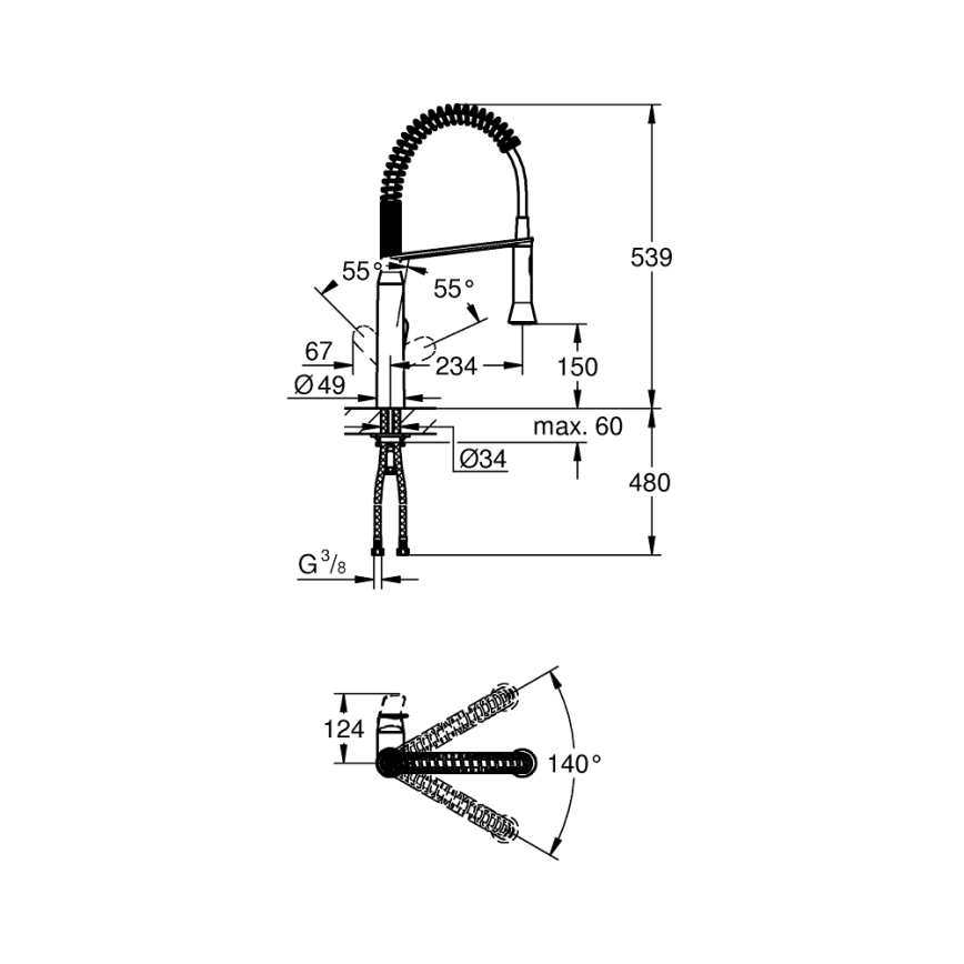 GROHE 31379000 - Mitigeur d'évier K7 G12” chromé brillant
