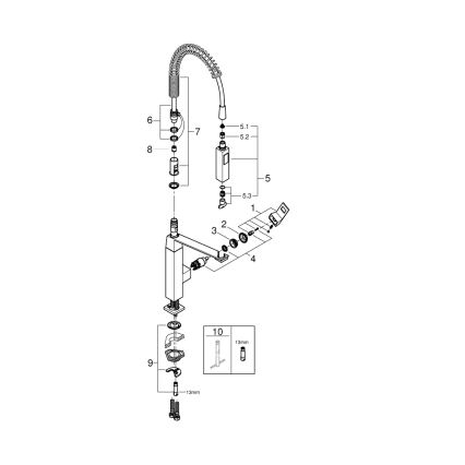 GROHE 31395000 - Mitigeur d'évier EUROCUBE 547 mm chrome poli