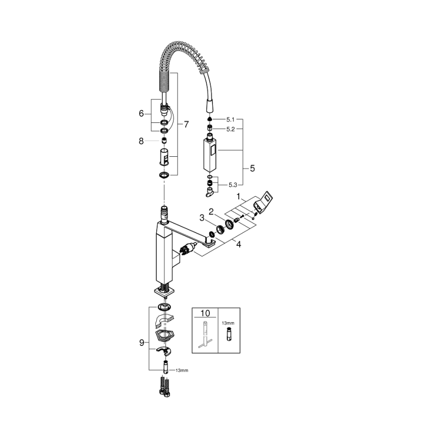 GROHE 31395000 - Mitigeur d'évier EUROCUBE 547 mm chrome poli
