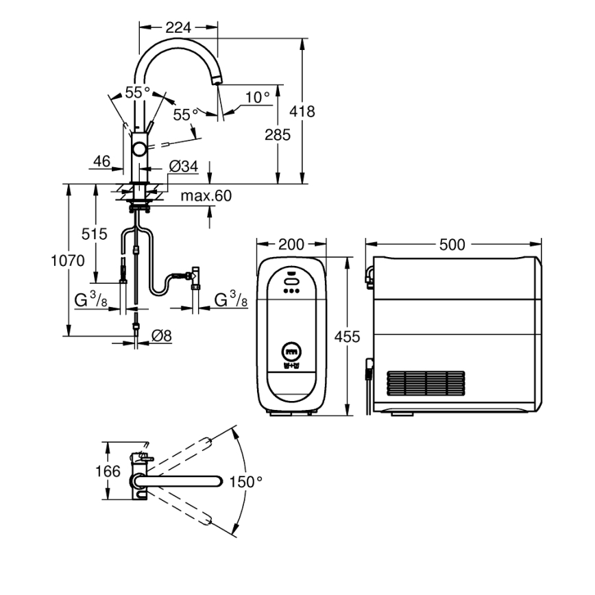 GROHE 31455001 - Miscelatore per lavello BLUE HOME, cromo lucido