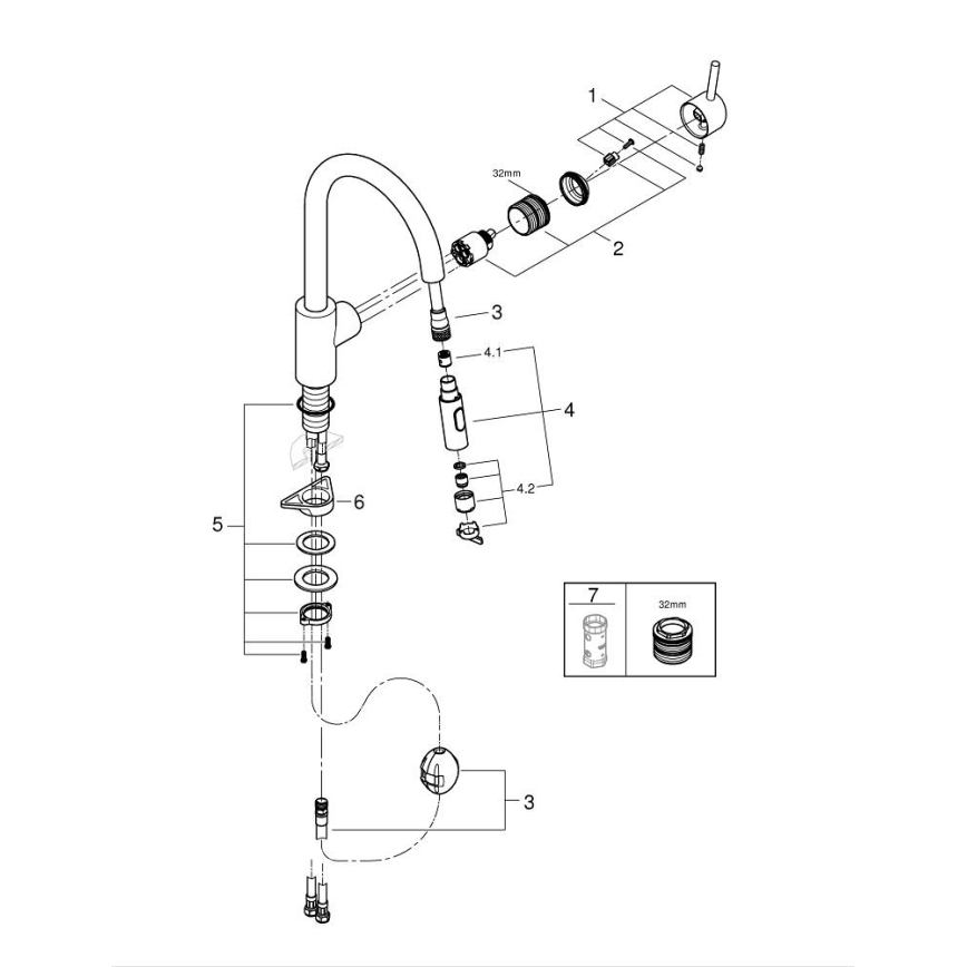 GROHE 31483DC2 - Miscelatore da cucina CONCETTO in acciaio inox