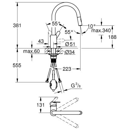 GROHE 31484001 - Miscelatore da cucina GET cromo lucido