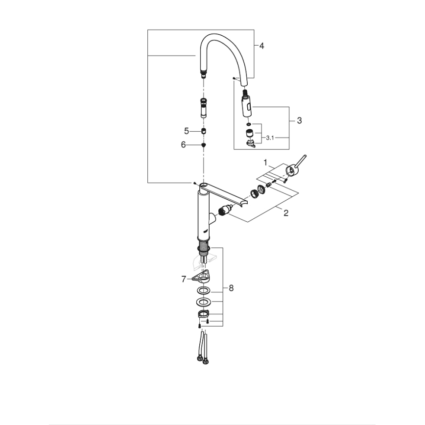 GROHE 31491000 - Miscelatore per lavello CONCETTO con doccetta professionale, cromo lucido