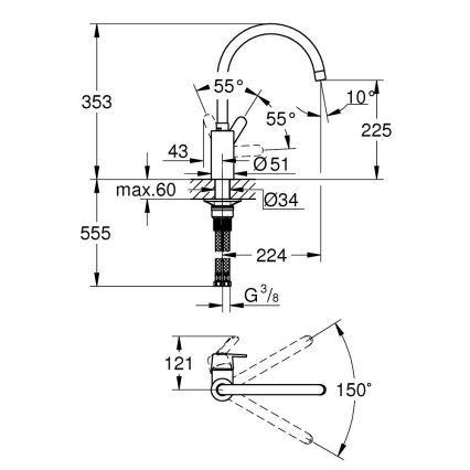 GROHE 31494001 - Miscelatore per lavello GET cromo lucido