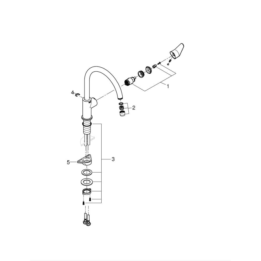 GROHE 31536001 - Miscelatore per lavello BAUCURVE 332 mm, cromo lucido