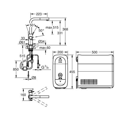GROHE 31539000 - Miscelatore da cucina BLUE HOME con beccuccio a L, cromo lucido