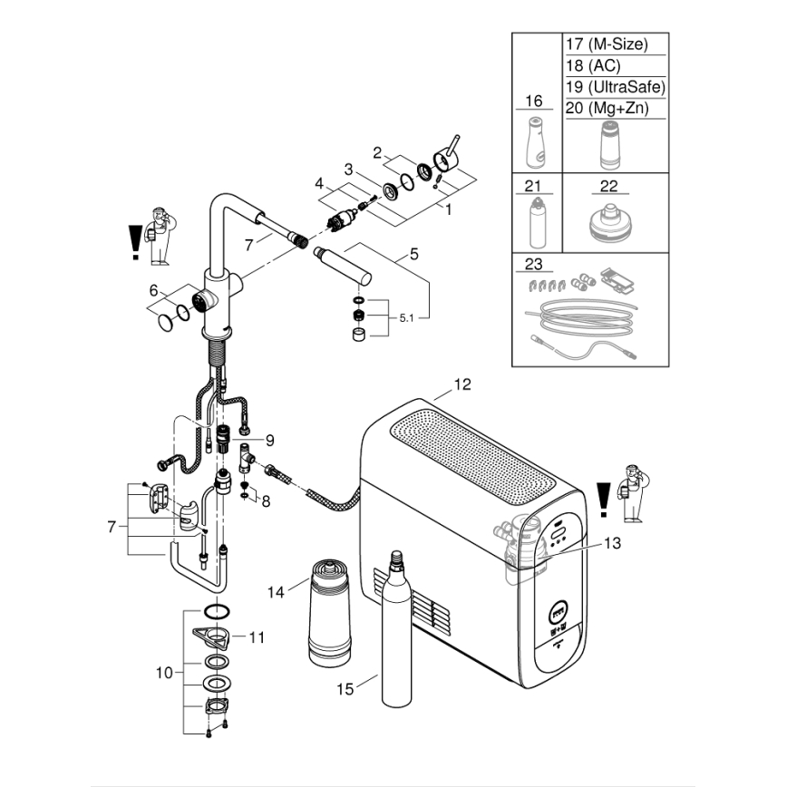 GROHE 31539000 - Mitigeur pour évier BLUE HOME, bec en L, chromé brillant