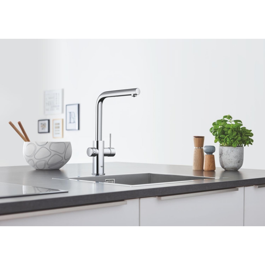 GROHE 31539000 - Mitigeur pour évier BLUE HOME, bec en L, chromé brillant