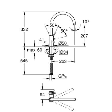 GROHE 31553001 - Küchenarmatur START CLASSIC, glänzender Chrom