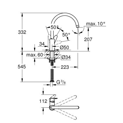 GROHE 31554001 - Mitigeur d'évier START CURVE chrome brillant