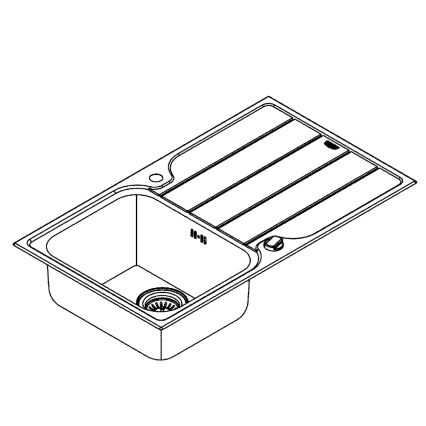GROHE 31573SD1 - Ensemble évier de cuisine K500 avec égouttoir et mitigeur A, 86×50 cm, acier inoxydable