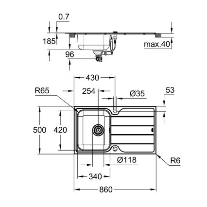 GROHE 31573SD1 - Set lavello da cucina K500 con piano di scolo e miscelatore A, 86×50 cm, acciaio inox