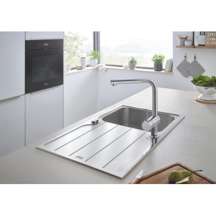 GROHE 31573SD1 - Set lavello da cucina K500 con piano di scolo e miscelatore A, 86×50 cm, acciaio inox